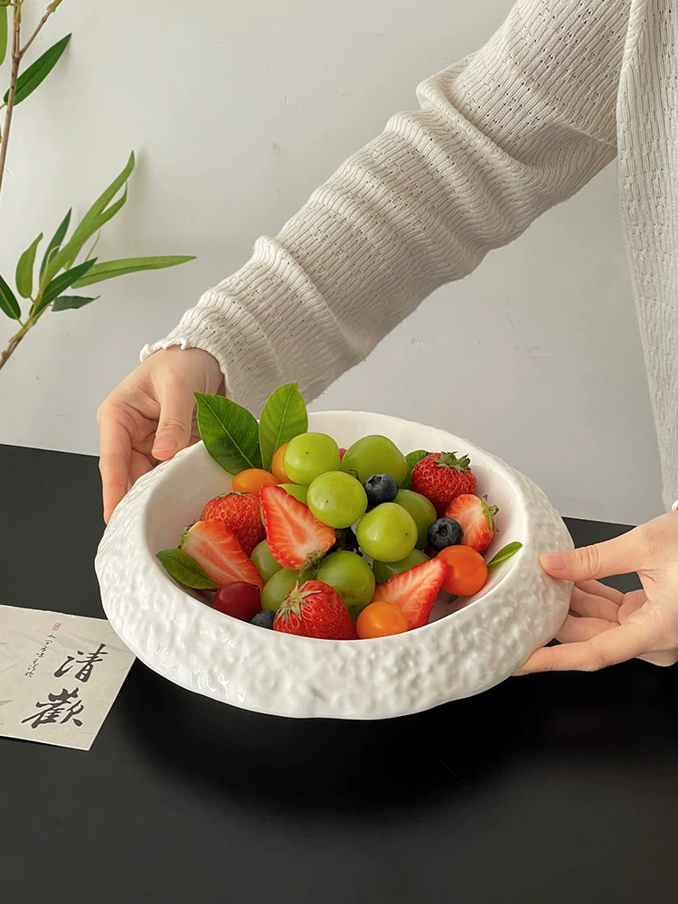 Đĩa sứ ren màu trơn kiểu Trung Quốc, đĩa trái cây trà chiều tinh tế, đĩa tráng miệng, đĩa cao cấp, đĩa sâu lòng, đĩa trưng bày.