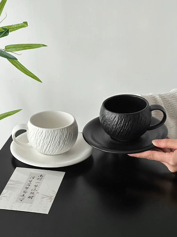 Bộ cốc và đĩa sứ họa tiết đá sáng tạo, cốc cà phê hình quả trứng, bộ đồ ăn trà chiều tinh tế, cốc nghệ thuật latte, cốc latte, cốc nước.