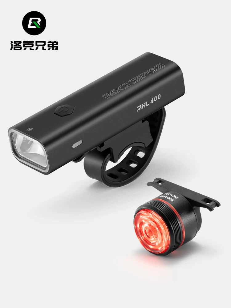 Đèn trước xe đạp Rock Brothers có độ sáng cao, bộ đèn hậu xe đạp leo núi gắn trên hệ thống treo, bộ đèn hậu đi xe đạp ban đêm, thiết bị đạp xe