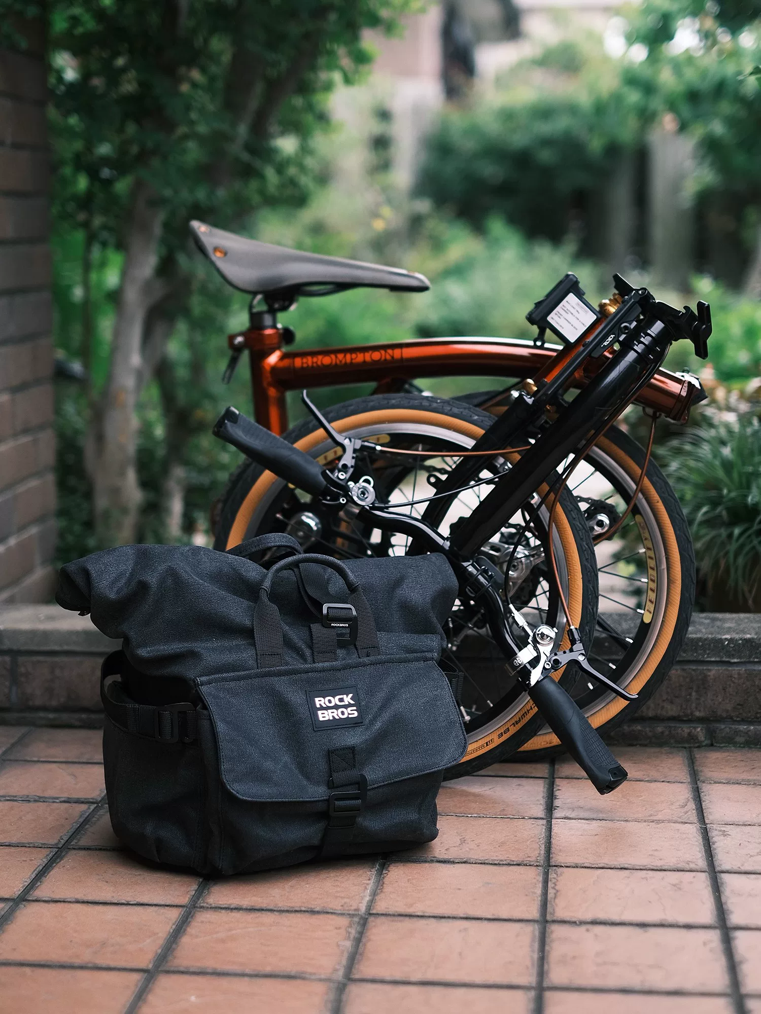 Túi xe đạp gấp nhỏ Rock Brothers, túi yên xe kiểu cổ điển, túi ghi đông, ba lô đi xe đạp trong thành phố