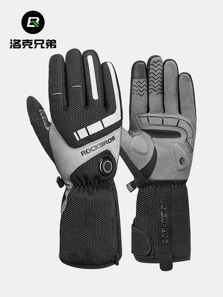 Găng tay đi xe đạp Rock Brothers có chức năng sưởi ấm và sạc, giữ ấm cho xe máy, xe điện, xe đạp, tương thích với màn hình cảm ứng, dành cho nam và nữ, mùa thu đông.