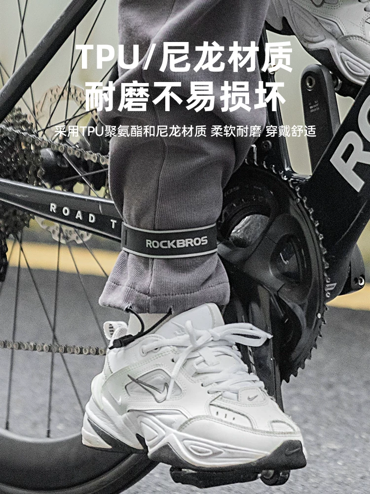 Dây đeo chân xe đạp Rock Brothers dành cho xe đạp đường trường và xe đạp leo núi, dây đeo chân đi xe đạp ban đêm, dây buộc khi chạy ban đêm, sử dụng ngoài trời an toàn cho nam và nữ.