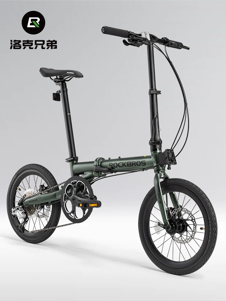 Xe đạp gấp Rock Brothers Xe đạp đi làm dành cho người lớn 16inch tốc độ di động với hộp số 9 tốc độ và phanh đĩa dành cho nam và nữ sinh viên