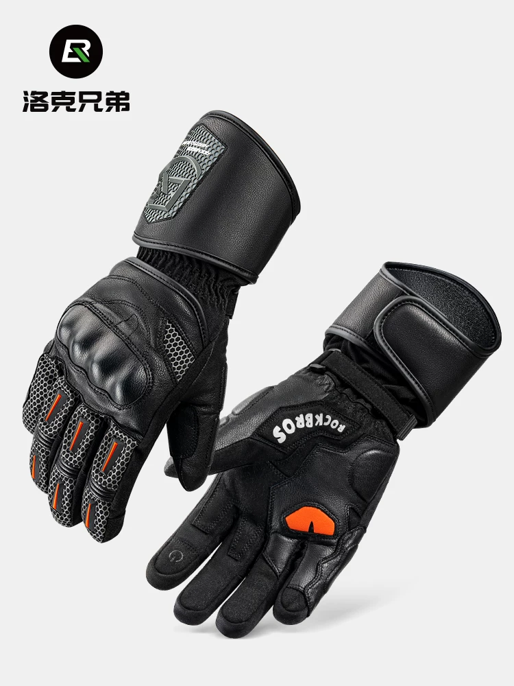Găng tay đi xe máy Rock Brothers, găng tay giữ ấm mùa đông đủ ngón cho nam và nữ, chống ngã, thiết bị đi xe dày dặn.