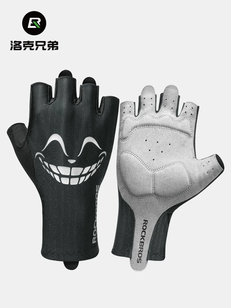Găng tay đi xe đạp Rock Brothers nửa ngón tay unisex găng tay xe đạp chống sốc ngắn ngón tay thể thao găng tay xe đạp đường núi