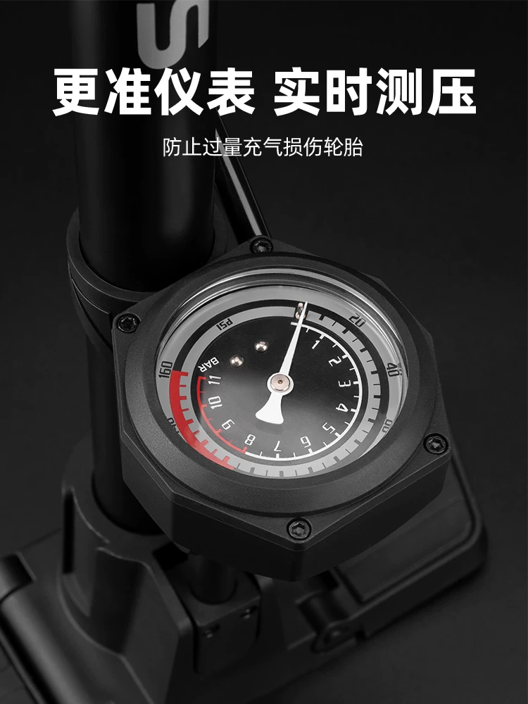 Bơm xe đạp leo núi Rock Brothers, bơm điện cao áp, dùng pin, dùng cho xe đạp điện tại nhà, có đồng hồ đo áp suất.