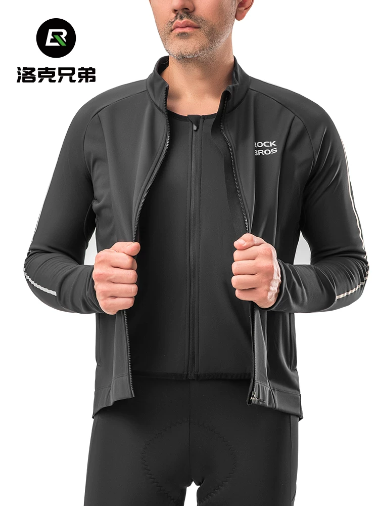 Áo thể thao đạp xe Rock Brothers dành cho nam, chất liệu lông cừu chống gió, ấm áp, dài tay, dành cho xe đạp leo núi, đường trường, mùa thu đông