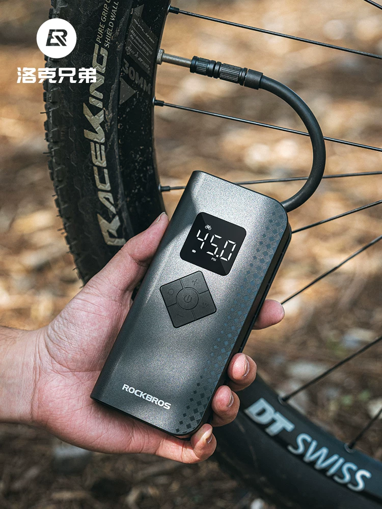 Máy bơm không khí điện Rock Brothers Máy bơm hơi cầm tay không dây áp suất cao dành cho xe đạp, xe máy, ô tô mini và đồ bơm hơi.