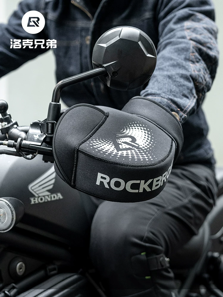 Rock Brothers Vỏ bọc tay lái xe máy Vỏ bọc tay lái xe điện Đa năng dày dặn chống gió Ấm áp cho người lái Kính chắn gió mùa đông