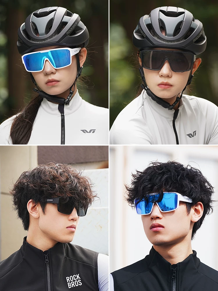 Bộ kính đi xe đạp Rock Brothers có tròng kính theo toa, phân cực, gọng lớn, kính đi xe đạp ngoài trời, chống gió, unisex