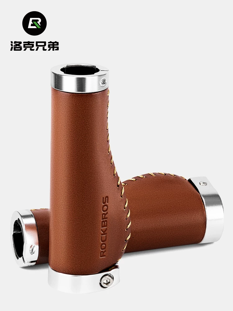 Tay cầm xe đạp Rock Brothers, tay cầm xe đạp gấp du lịch leo núi bằng da retro, phụ kiện đi xe đạp, tay lái phụ