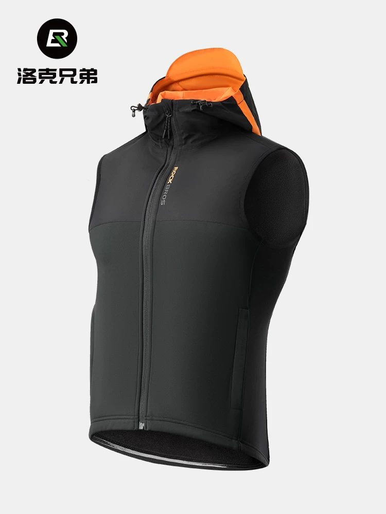 Áo khoác đi xe đạp ấm áp Rock Brothers có mũ trùm đầu mùa đông chống gió lông cừu nam nữ đường bộ xe đạp leo núi quần áo vest
