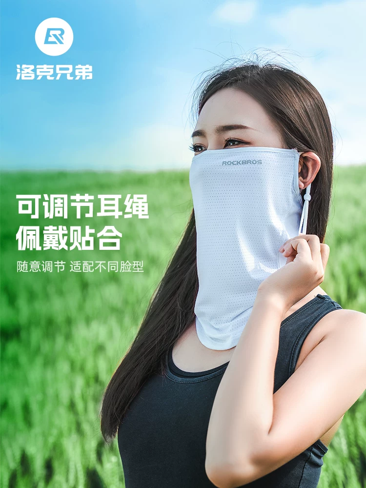Khẩu trang che mặt chống nắng Rock Brothers, mũ trùm đầu đi xe máy, khăn quàng cổ bằng vải lụa đá mát, khăn che mặt mùa hè đi câu cá dành cho nam và nữ