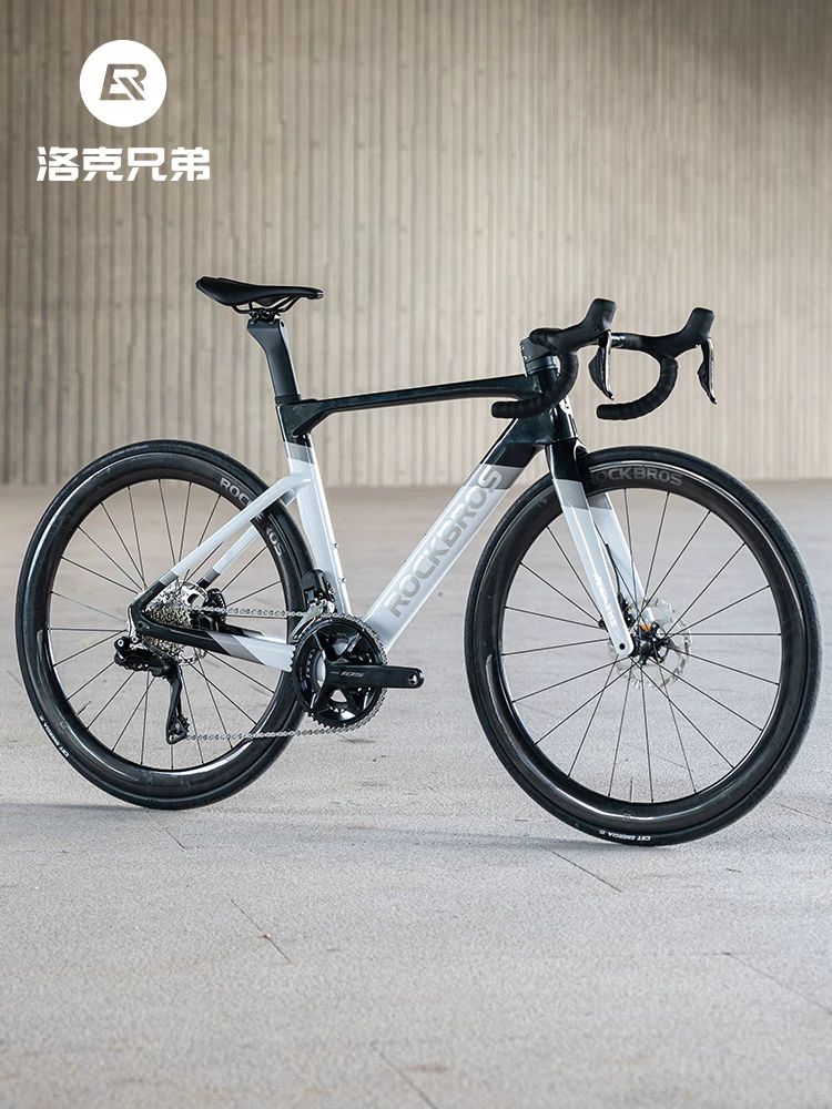 Xe đạp đường trường sợi carbon Rock Brothers, bộ chuyển số điện UT, bộ 105, nhẹ, dẫn đường dây trong, phanh đĩa, khí động học