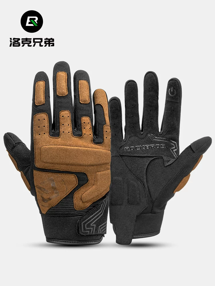 Găng tay đi xe máy Rock Brothers, găng tay đi xe đạp đầy đủ ngón tay dành cho nam và nữ, thiết bị chống ngã cho người đi xe đạp và xe máy mùa hè.