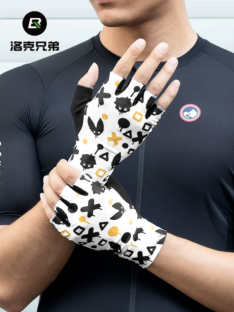 Rock Brothers xe đạp đường trường găng tay đi xe đạp nửa ngón tay mỏng phong cách unisex xe đạp leo núi găng tay ngón tay ngắn mùa xuân hè mùa thu