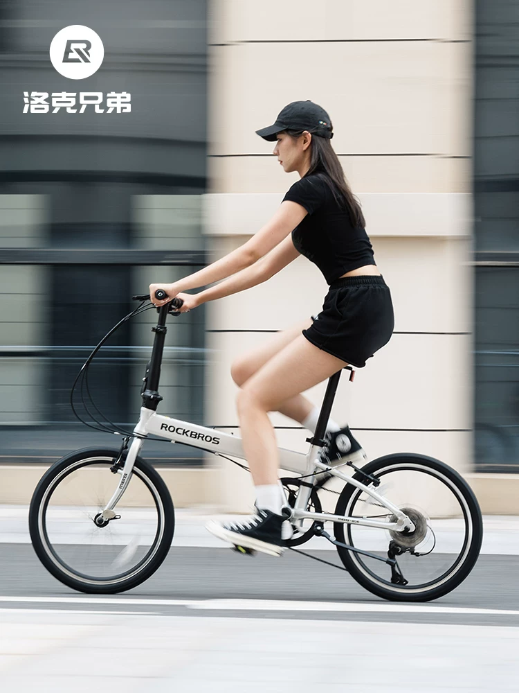 Xe đạp gấp Rock Brothers Xe đạp đi làm dành cho người lớn 20inch tốc độ di động với hộp số 8 tốc độ và phanh chữ V dành cho nam và nữ, xe đạp dành cho sinh viên