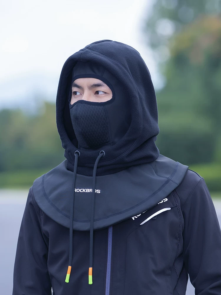 Rock Brothers mũ trùm đầu đi xe đạp nhiệt xe máy xe điện xe đạp mặt nạ nguyên mặt giữ ấm cổ lông cừu chống gió mùa đông