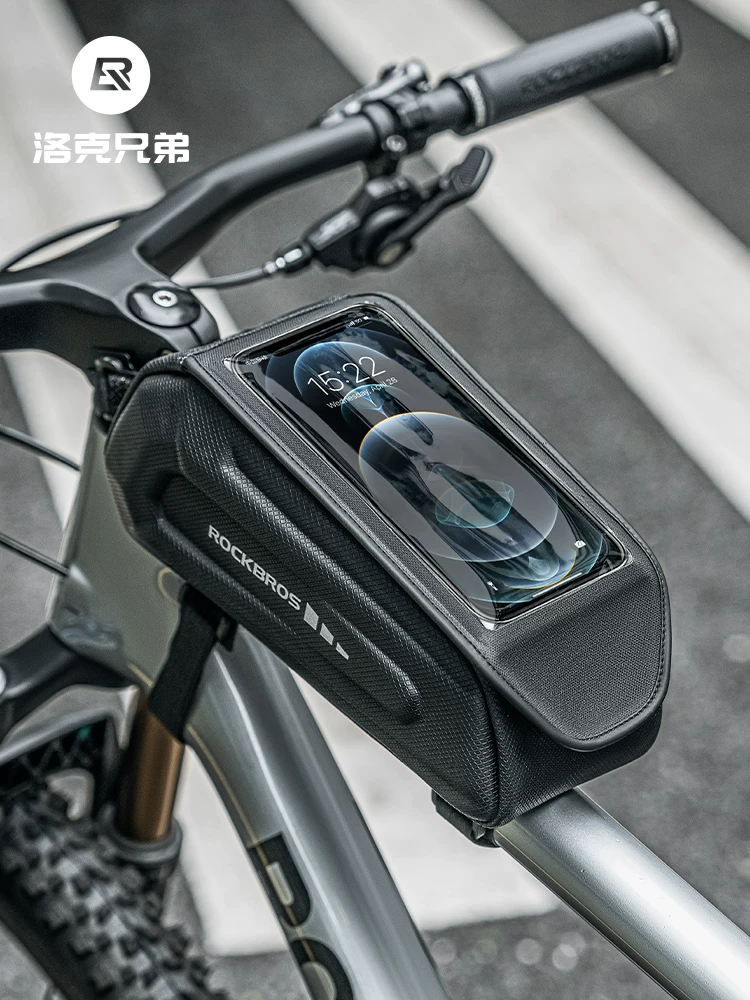 Túi đựng xe đạp Rock Brothers, túi đựng trên khung xe, túi khung xe phía trước, túi đựng điện thoại vỏ cứng, xe đạp leo núi và thiết bị đi xe đạp đường trường.