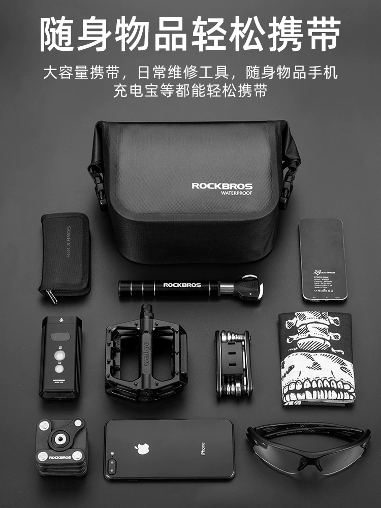 Túi đựng đồ phía trước xe đạp chống nước Rock Brothers Túi đựng đồ phía trước xe đạp dành cho xe đạp đường trường, xe đạp leo núi và xe đạp gấp Phụ kiện thiết bị đi xe đạp