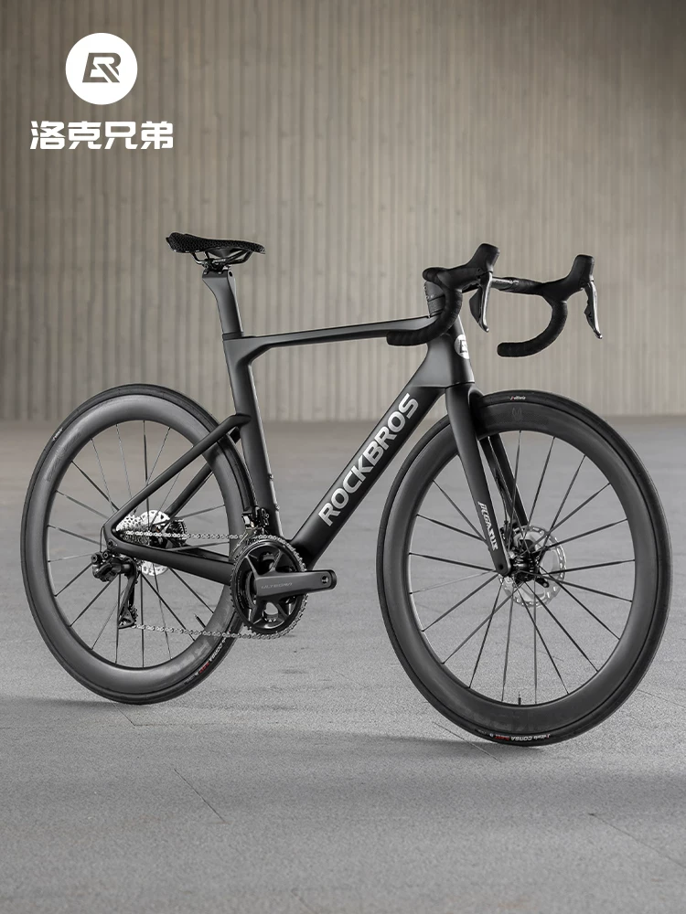 Xe đạp đường trường Rock Brothers T700 khung carbon, thiết kế khí động học, giảm gió, hệ thống chuyển số điện tử 105, phanh đĩa, tay lái thể thao, xe đua.