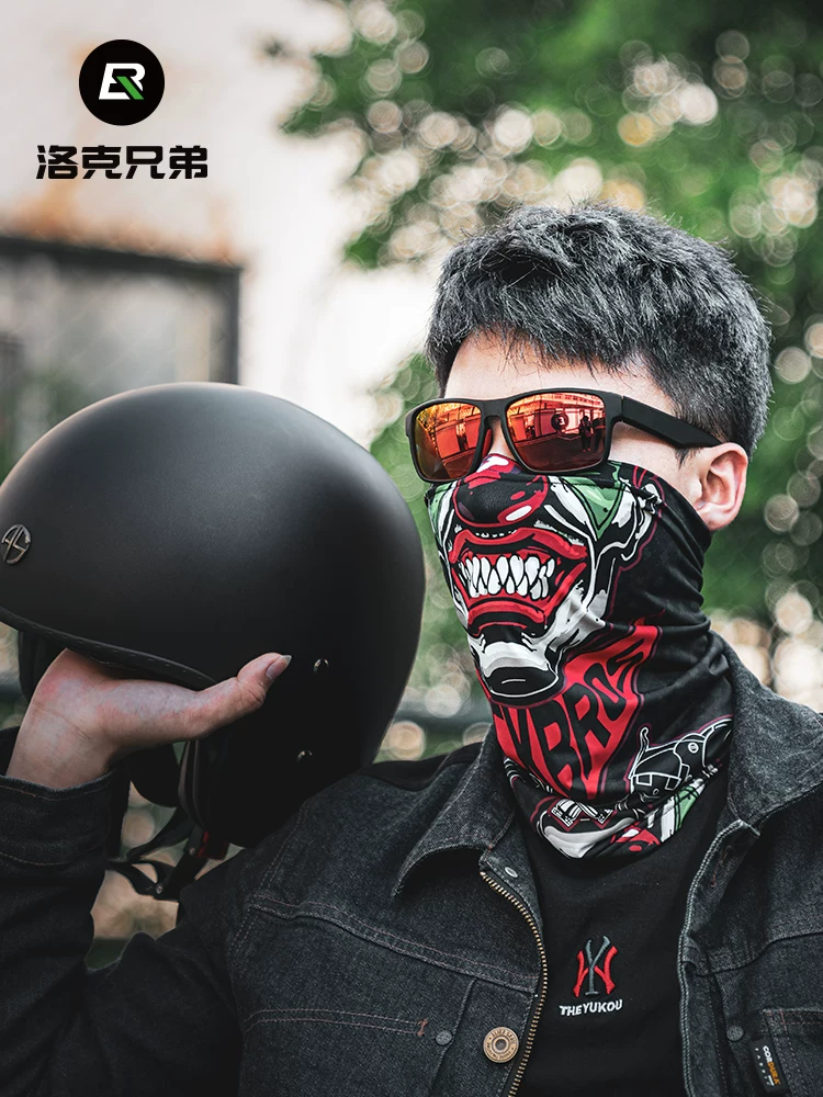Mũ và khẩu trang chống nắng bằng lụa đá Rock Brothers dành cho mùa hè, bảo vệ toàn diện khuôn mặt cho nam và nữ, khăn che cổ chống gió, mũ đội đầu khi đi xe máy