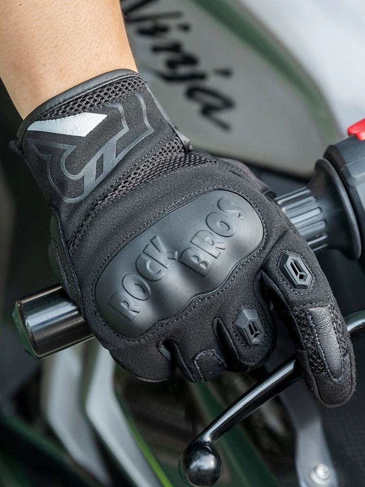 Găng tay đi xe máy Rock Brothers full-finger unisex chống rơi xe đạp tất cả các mùa thiết bị găng tay đi xe máy
