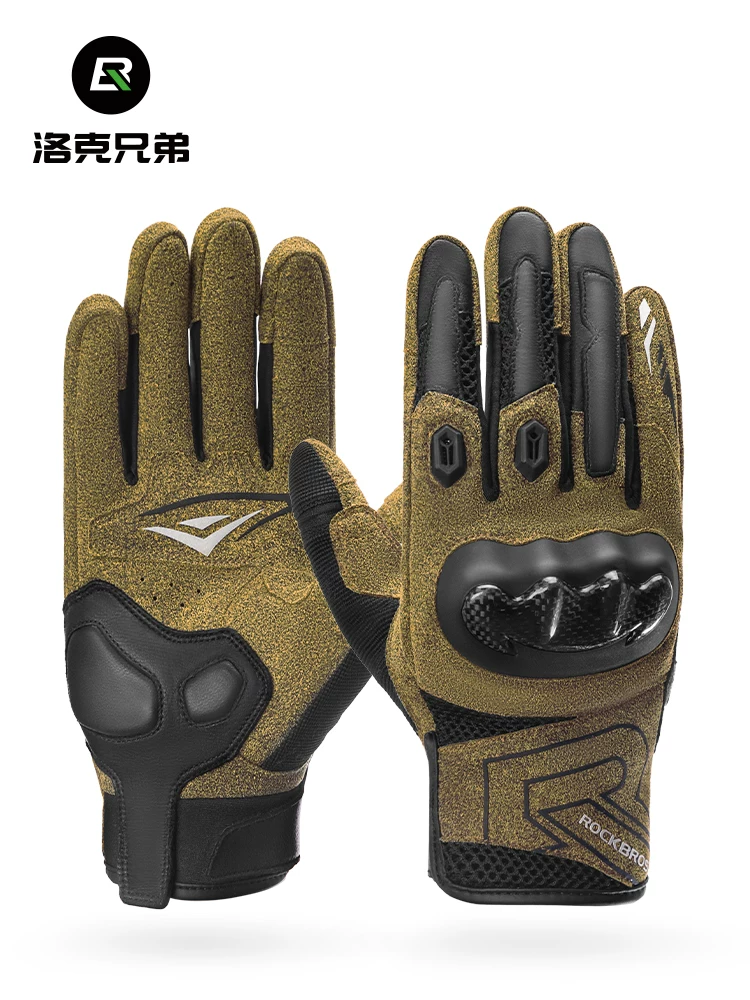 Găng tay đi xe máy Rock Brothers Găng tay đi xe đạp full-finger kiểu cổ điển dành cho nam và nữ Găng tay đi xe đạp chống rơi xe máy tất cả các mùa