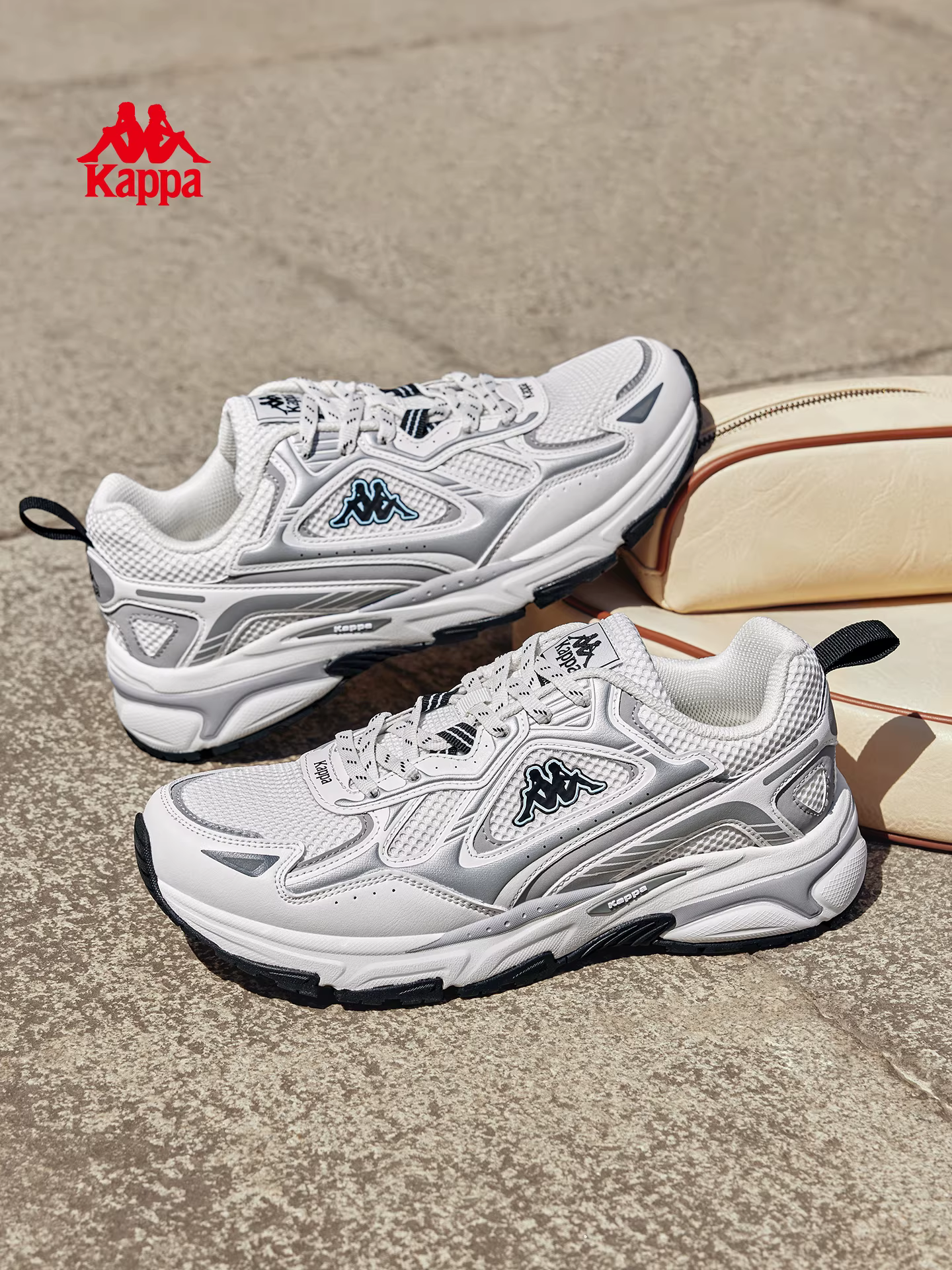 Giày thể thao lưới nam Kappa mùa đông 2025 mới, thoáng khí, đế dày, kiểu dáng retro, thời trang, giày thường ngày