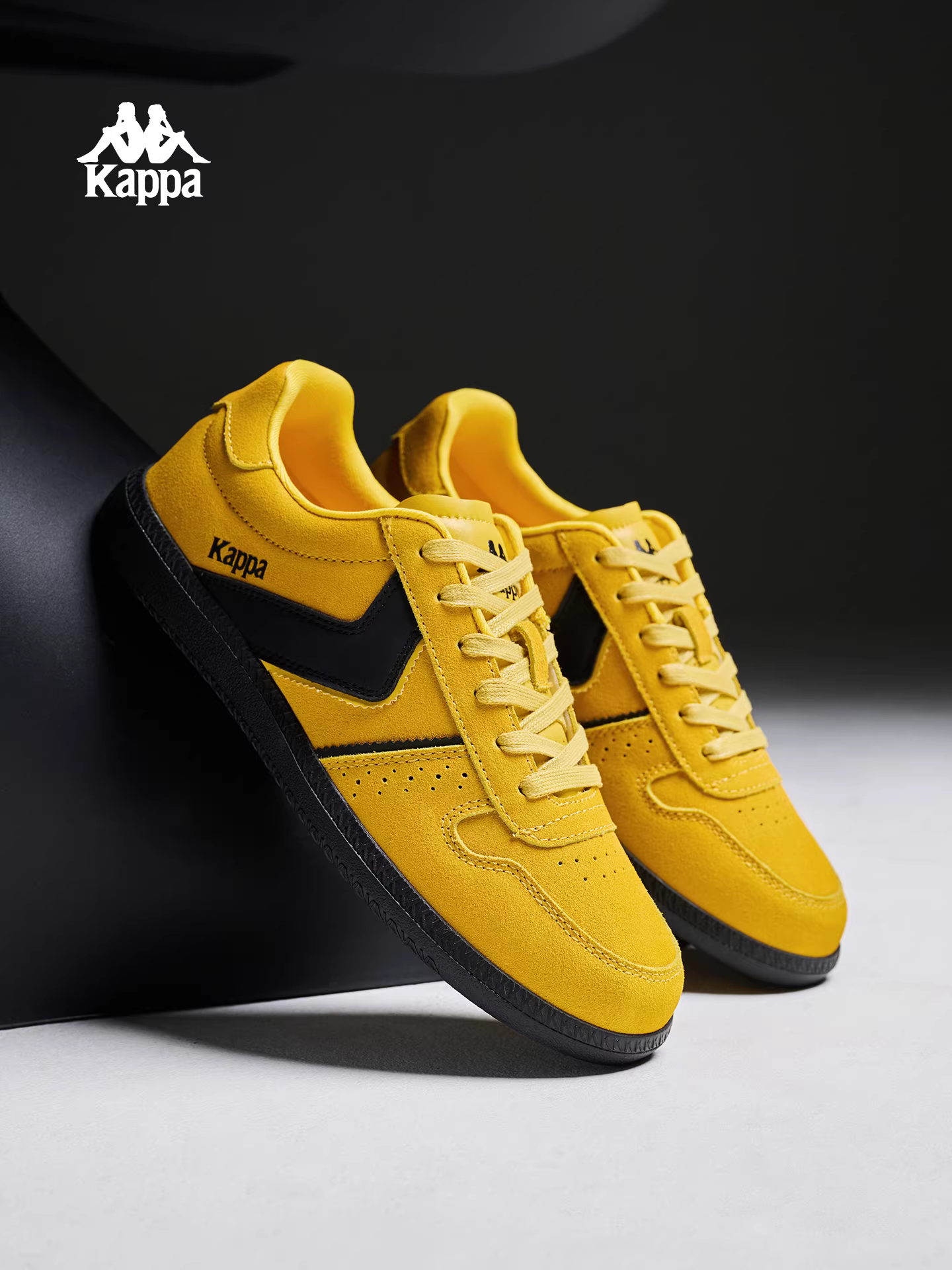 Giày thể thao nam Kappa màu vàng, giày tập luyện mùa đông 2025, kiểu dáng retro Mỹ, giày thể thao cổ thấp đế mềm