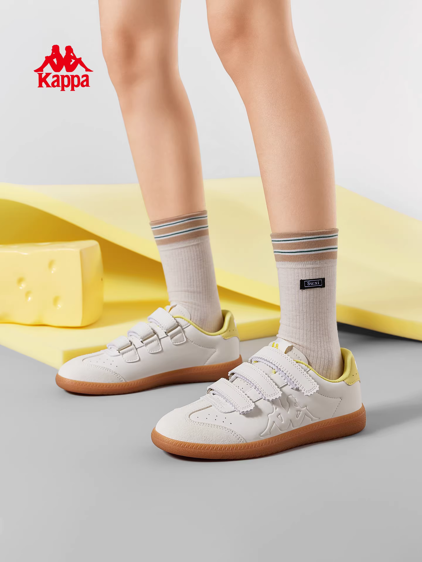 Giày thể thao nữ Kappa đế mềm màu trắng, mẫu mới 2025, thời thượng, đa năng, phong cách độc đáo, giày thể thao thường ngày, giày thể thao phổ biến