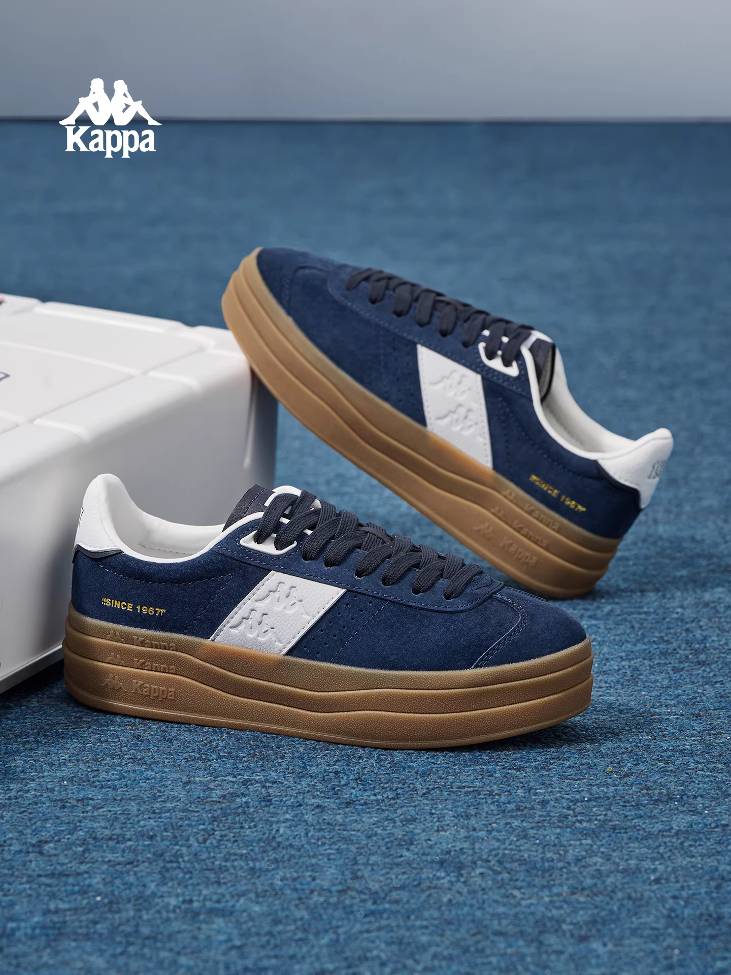 Giày tập luyện đế dày Kappa dành cho nữ, giày thể thao cổ điển mùa đông 2025, giày tăng chiều cao đa năng dành cho người nhỏ nhắn.