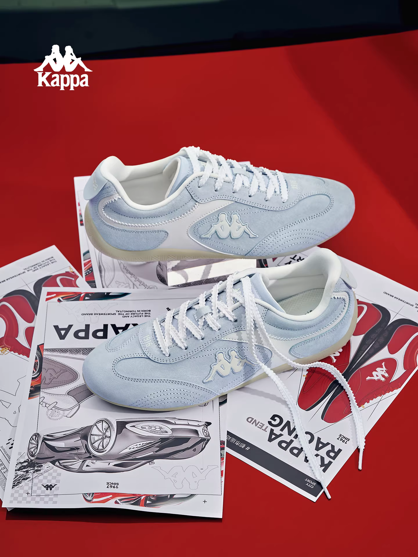 Giày thể thao KappaWing retro đua xe Đức dành cho nữ, mùa đông 2025, kiểu dáng đa năng, đế mỏng.