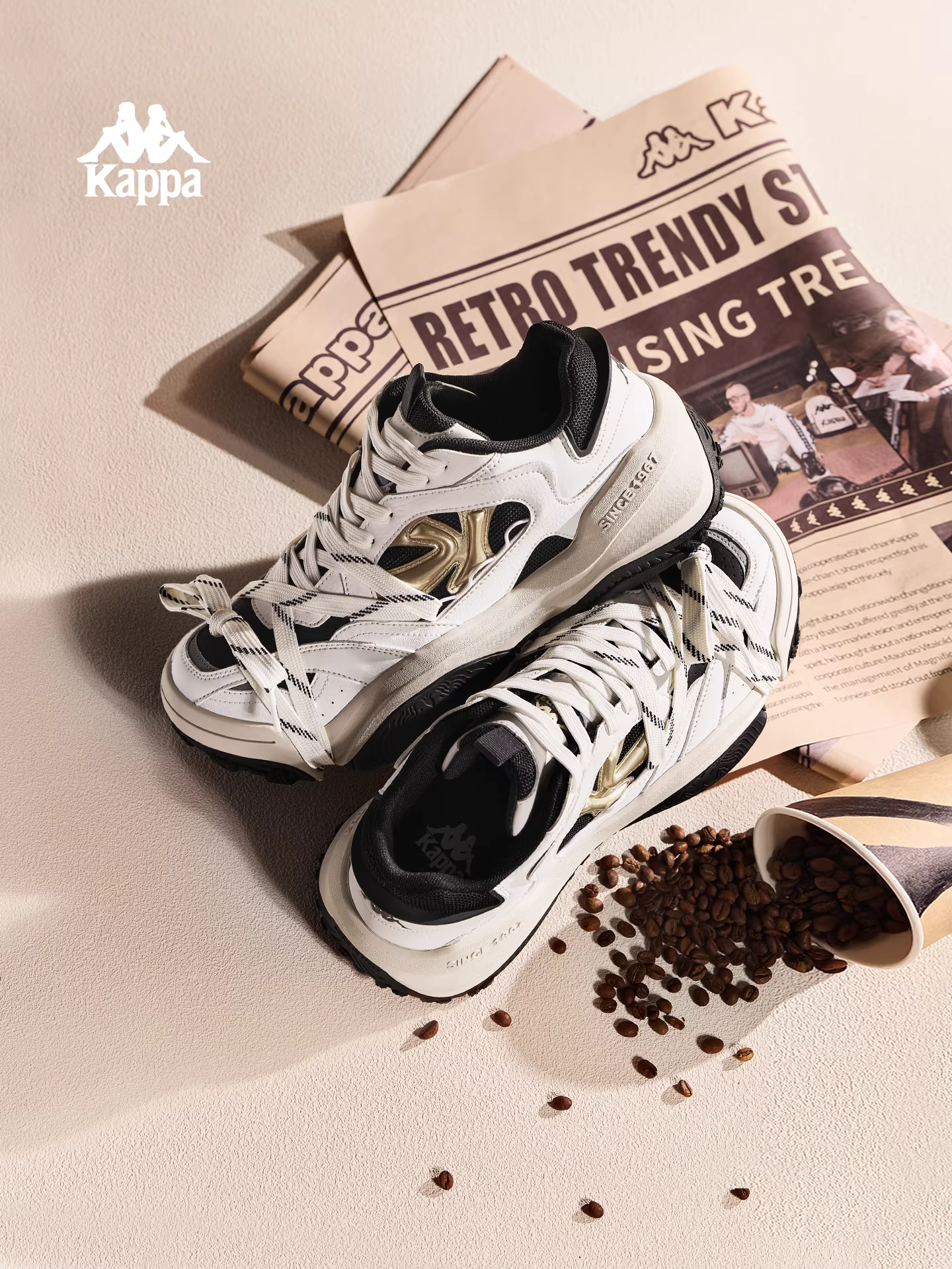Giày thể thao Kappa Sugar Cube nữ 2025 mới đế dày tăng chiều cao màu trắng nhẹ mùa đông kiểu retro