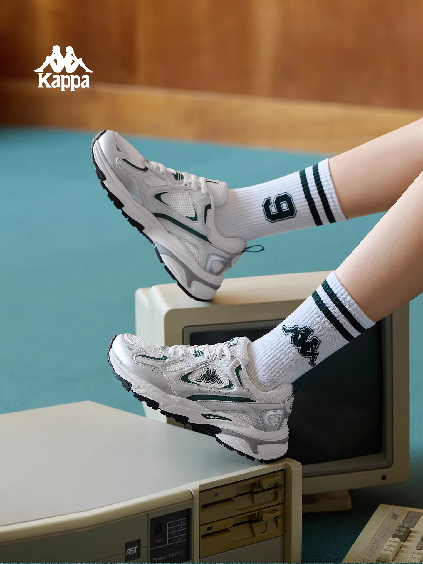 Giày thể thao nữ Kappa Wing đế dày mùa đông 2025, kiểu dáng mới, phong cách casual, êm ái, retro, thích hợp chạy bộ