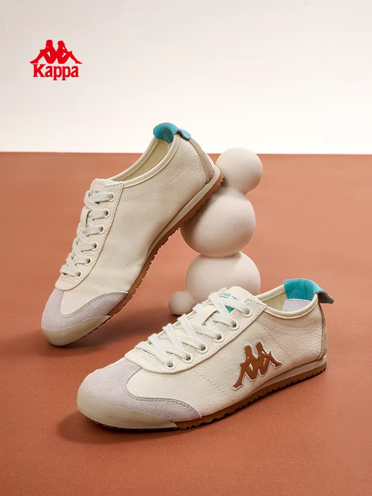 Giày vải nam Kappa cổ thấp mùa đông 2025 kiểu mới, phong cách retro, giày tập luyện Đức, đế mỏng, giày thể thao