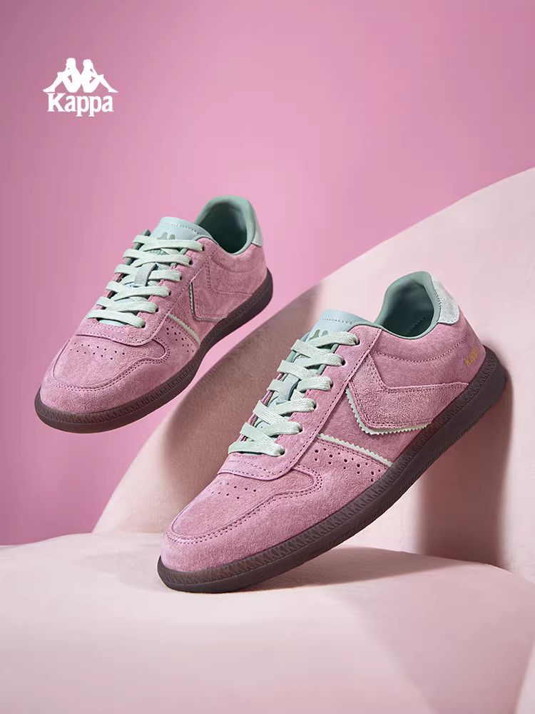Giày nữ Kappa màu hồng, giày tập luyện mùa đông 2025, kiểu dáng cổ thấp, retro, giày thể thao đa năng, giày sneaker.
