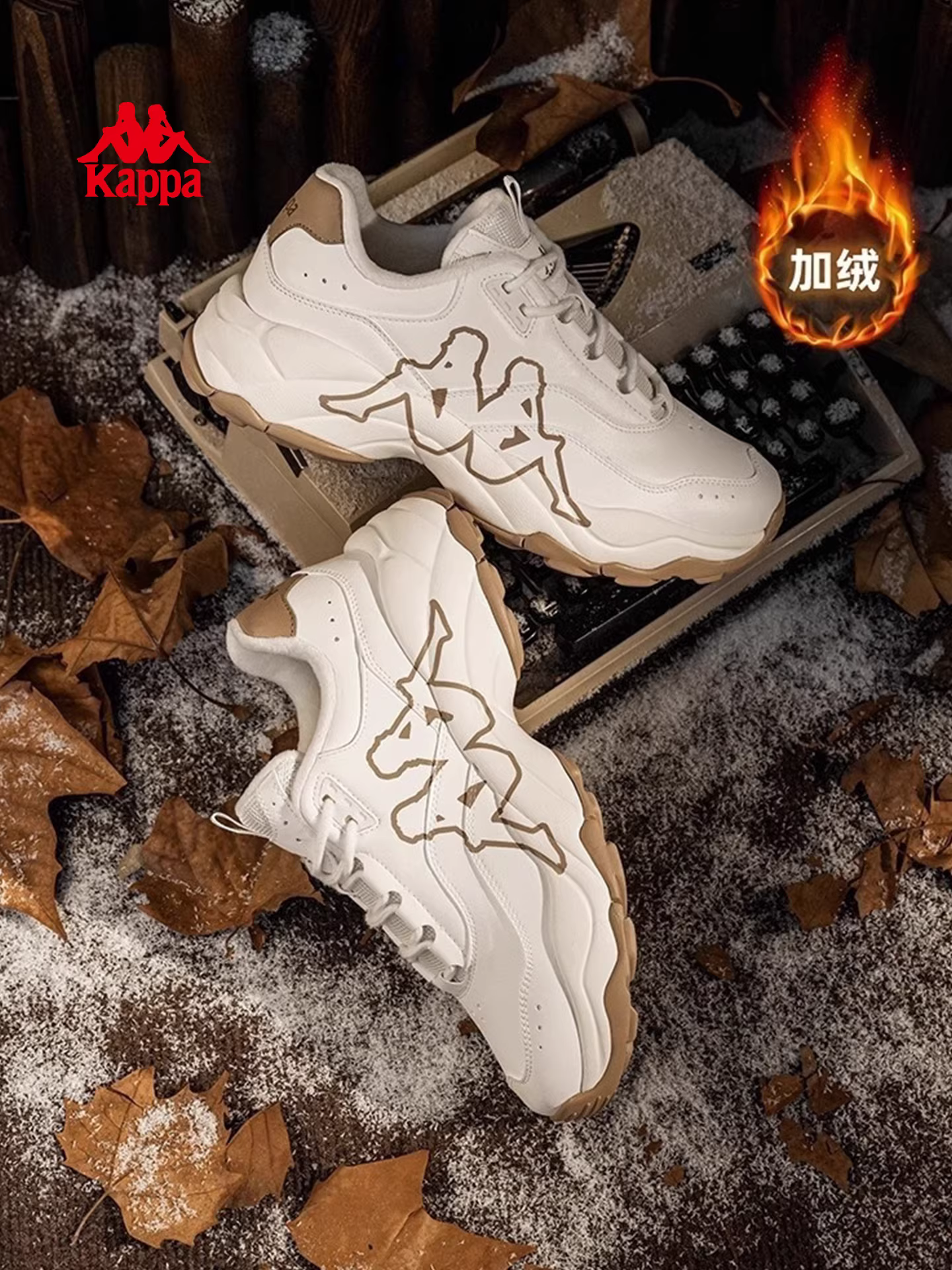 Giảm giá đặc biệt | Giày Kappa Cotton Chính Hãng Cho Nữ Mùa Đông 2025 Kiểu Mới Lót Lông Cừu Giữ Ấm Kiểu Dad Shoes