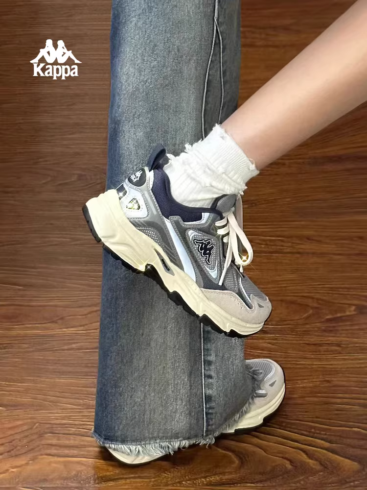 Giày thể thao nữ Kappa mùa đông 2025 kiểu retro đế dày, giày bố nhẹ, giày chạy bộ thường ngày