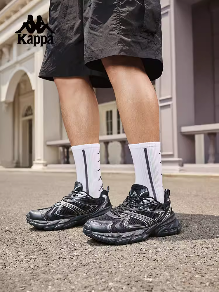 Giày nam Kappa màu bạc, giày bố mùa hè 2025 mới, đế dày tăng chiều cao, giày thể thao thời trang, giày chạy bộ cá tính