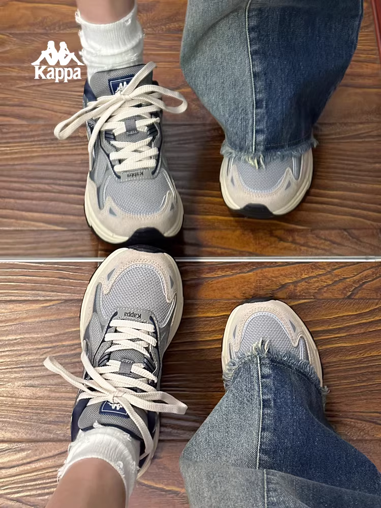 Giày thể thao nữ Kappa mùa đông 2025 kiểu retro đế dày, giày bố nhẹ, giày chạy bộ thường ngày