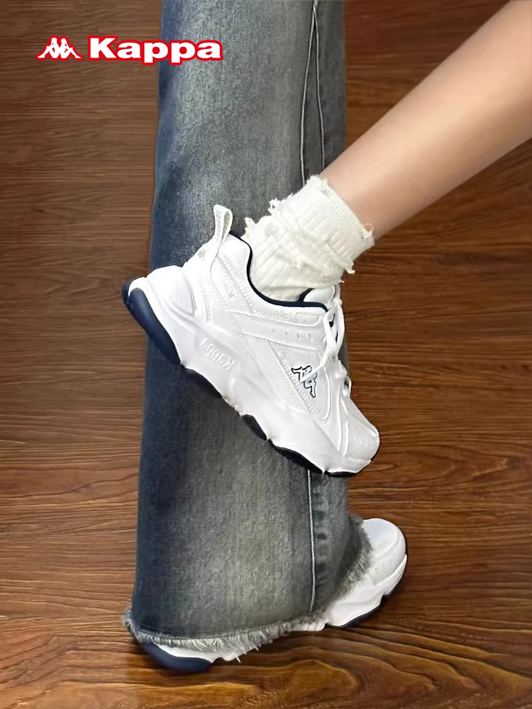 Giày thể thao nữ Kappa mùa đông 2025 kiểu dáng mới, đa năng, màu trắng, cổ thấp, đế dày, thời trang