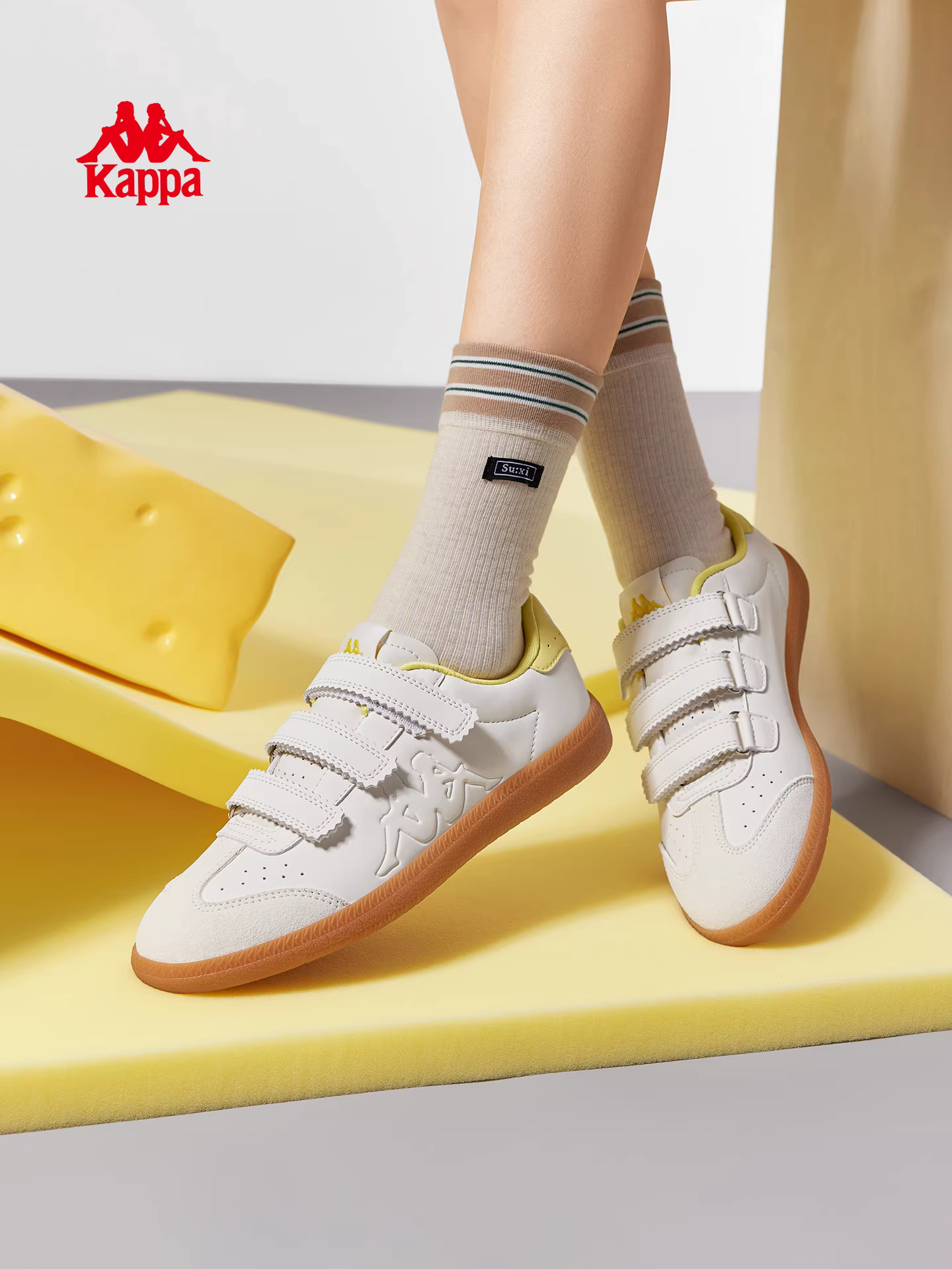 Giày thể thao nữ Kappa đế mềm màu trắng, mẫu mới 2025, thời thượng, đa năng, phong cách độc đáo, giày thể thao thường ngày, giày thể thao phổ biến