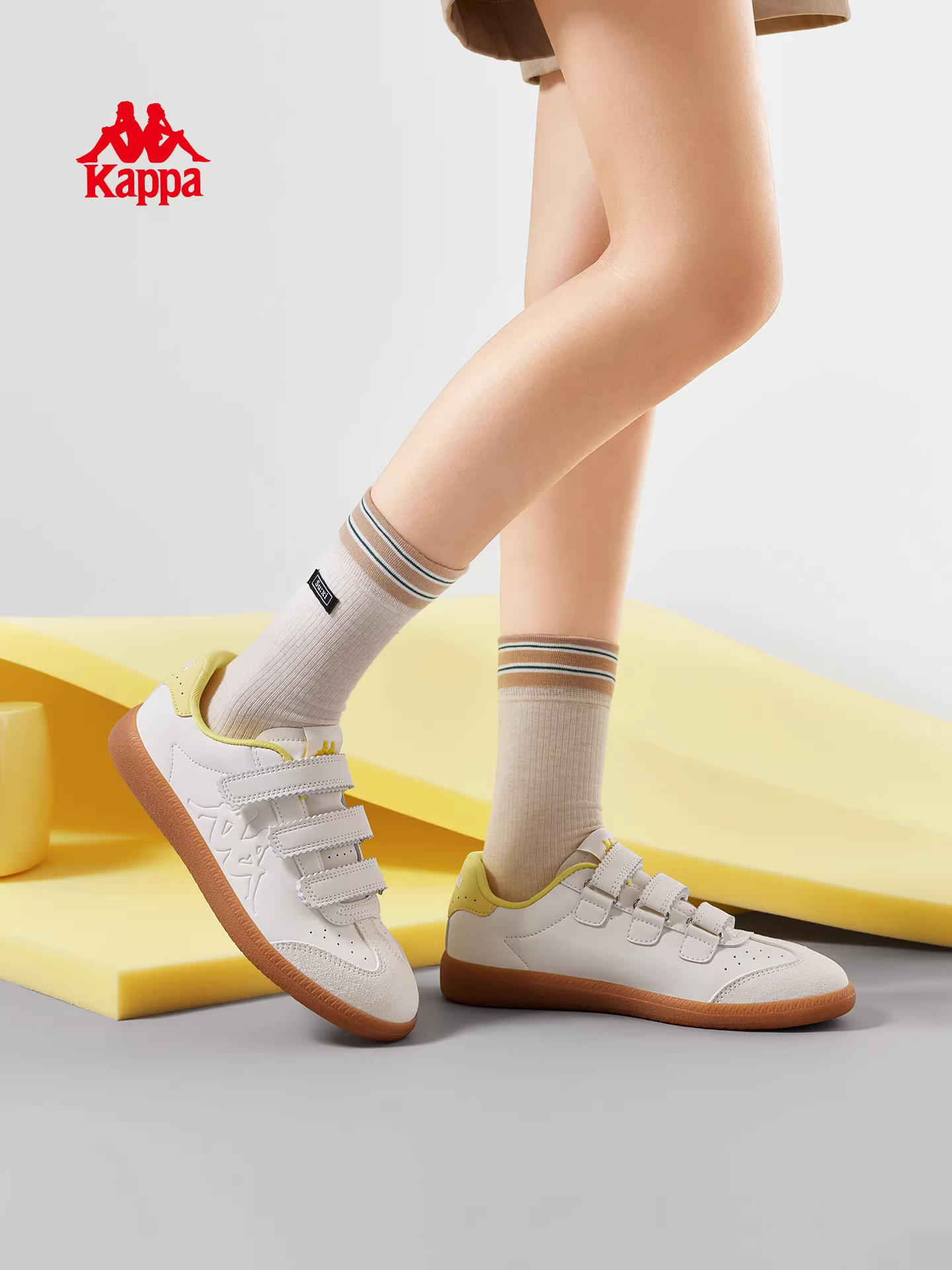 Giày thể thao nữ Kappa đế mềm màu trắng, mẫu mới 2025, thời thượng, đa năng, phong cách độc đáo, giày thể thao thường ngày, giày thể thao phổ biến