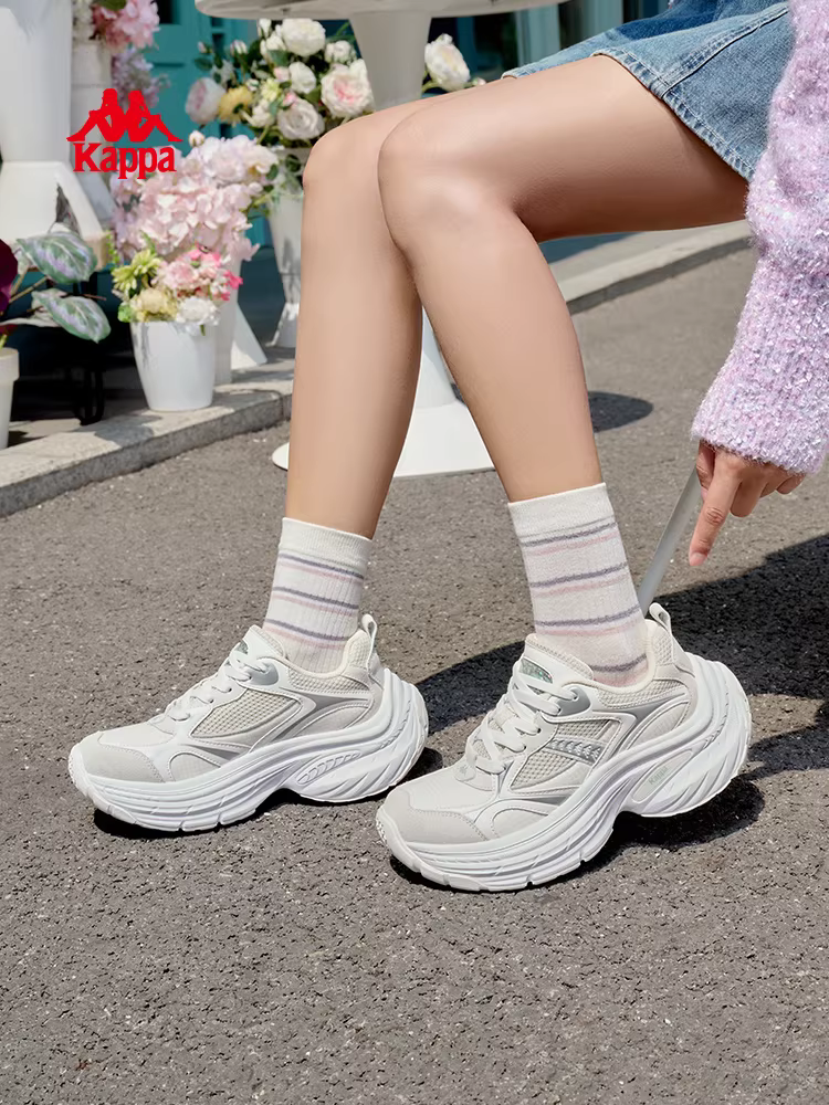 Giảm giá đặc biệt | Chính hãng] Giày bố đế dày dành cho nữ Kappa 2025 Giày trắng đa năng mới