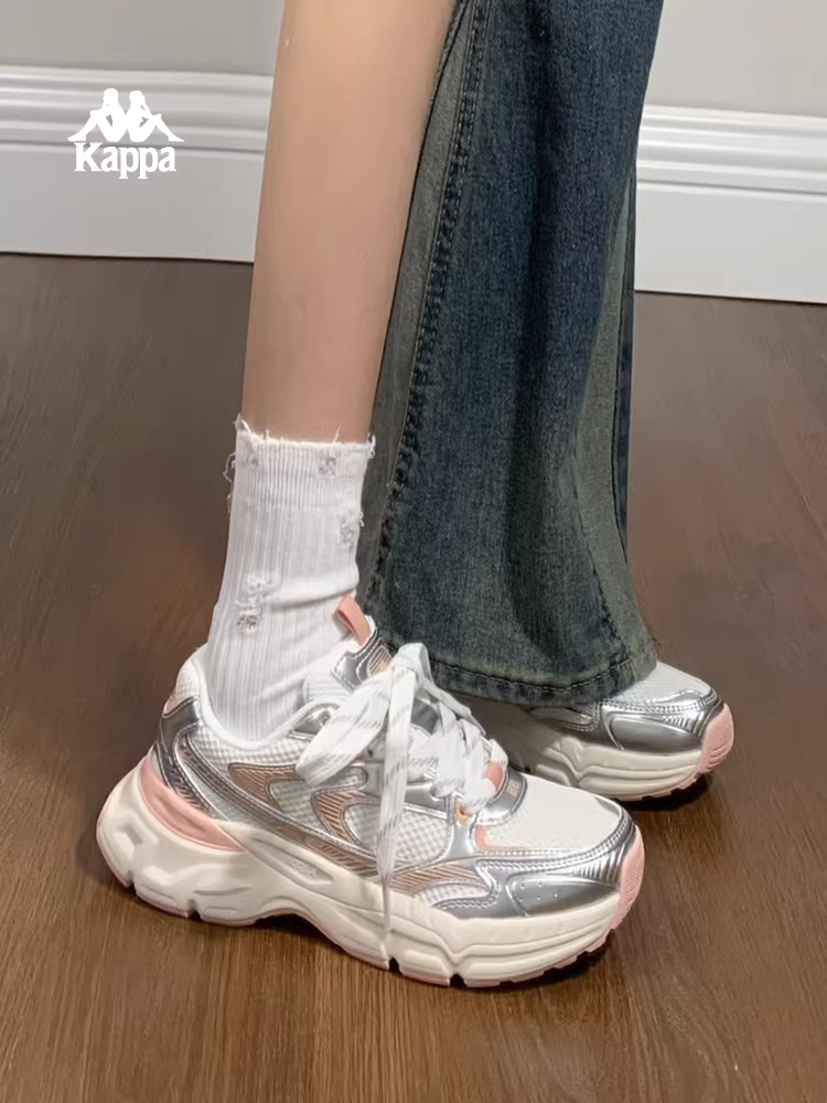 Giày thể thao đế dày Kappa Hydrogen Rail dành cho nữ, giày thể thao đế mềm mùa đông 2025 mới, giày chạy bộ màu bạc