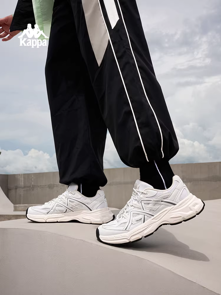 Giày thể thao nam Kappa đế dày kiểu bố mùa đông 2025, giày sneaker trắng cổ thấp thời trang, đa năng, phong cách thể thao