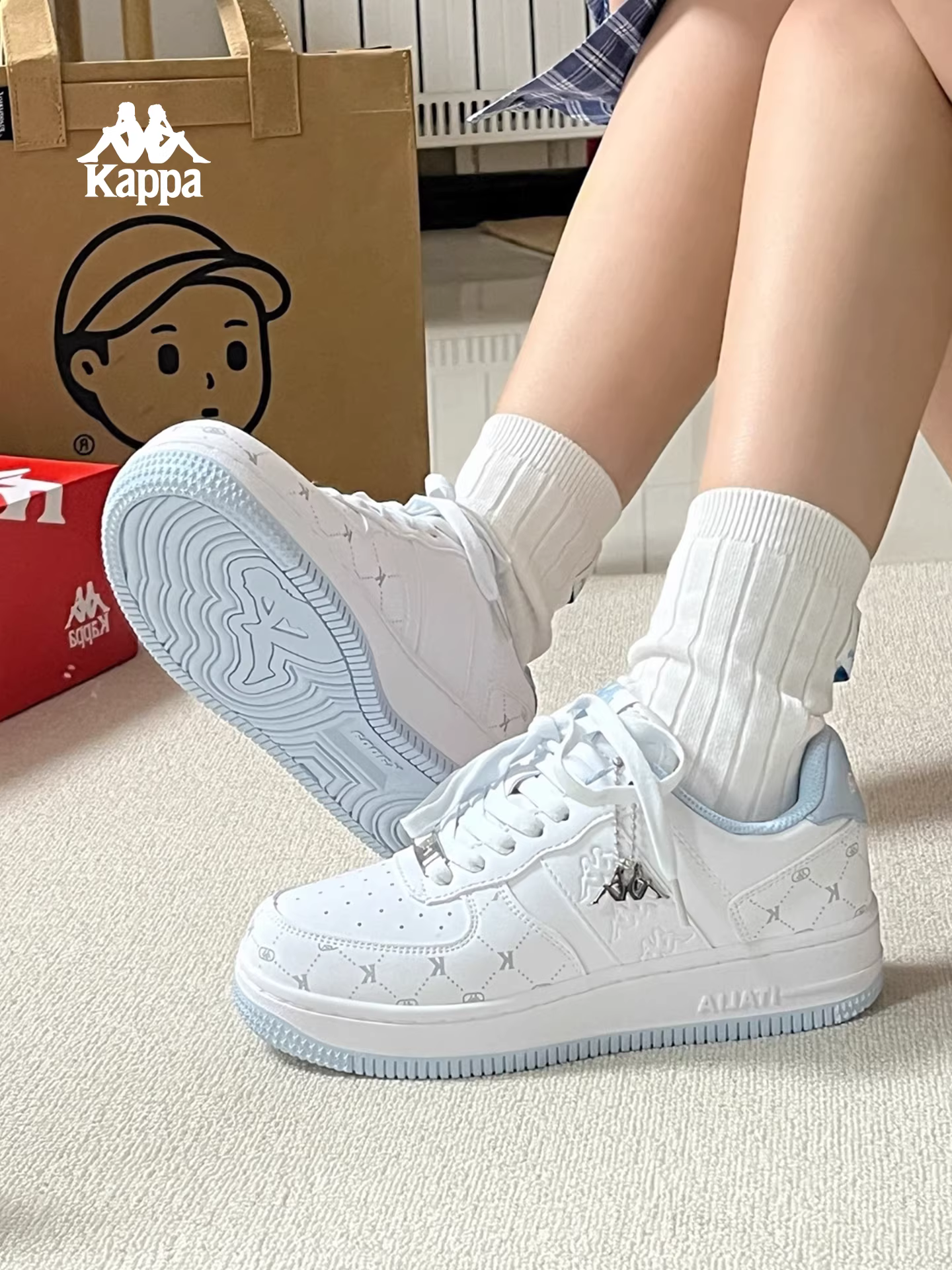 Giày thể thao đế dày Kappa dành cho nữ mùa đông 2025, mẫu mới phổ biến, giày thể thao đế mềm, thời trang, năng động