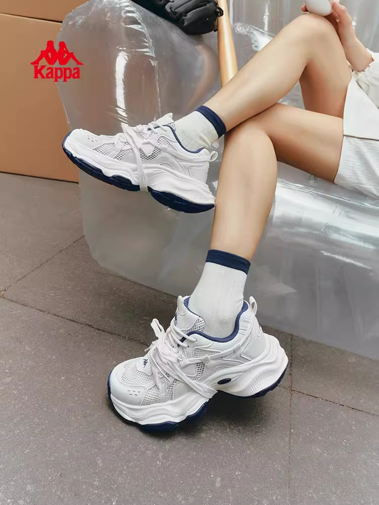 Giày lưới Kappa thoáng khí, giày bố nữ mùa đông 2025, đế dày mỏng, tăng chiều cao, giày thể thao nhẹ, giày thường ngày