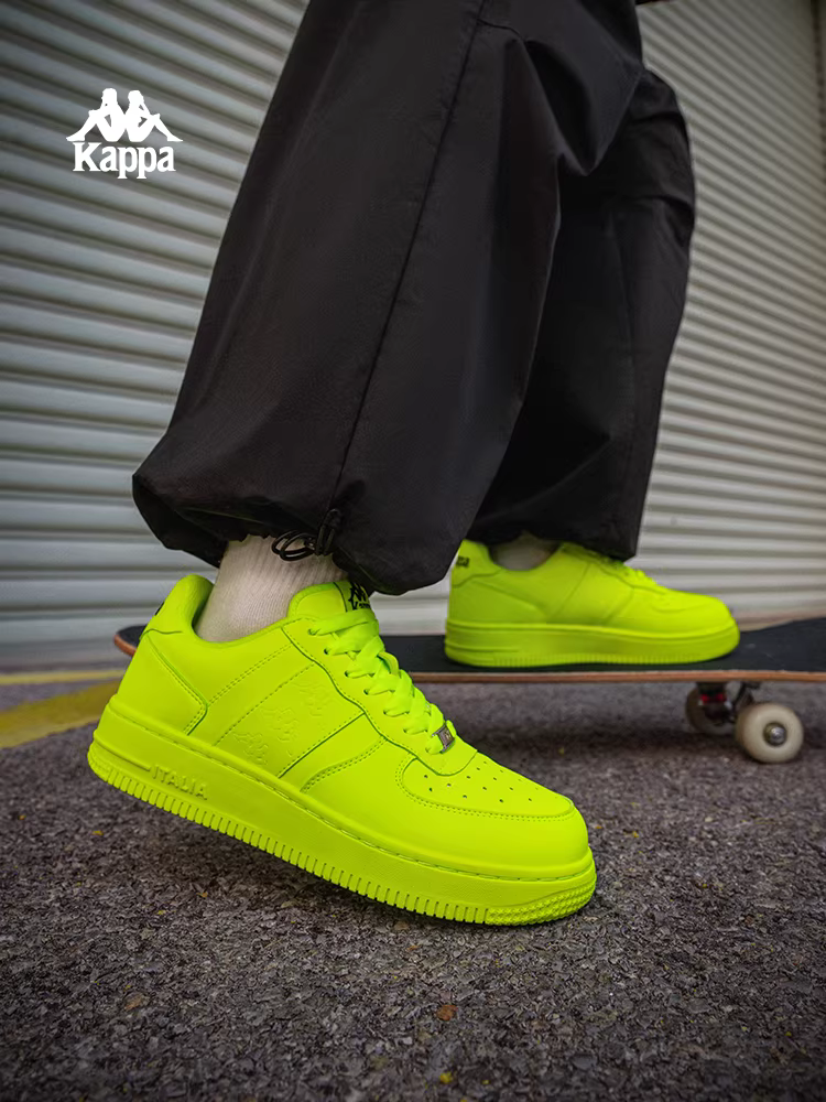Giày thể thao cổ thấp đế dày màu trắng Kappa retro nữ mùa đông 2025, nhẹ, thể thao, thường ngày